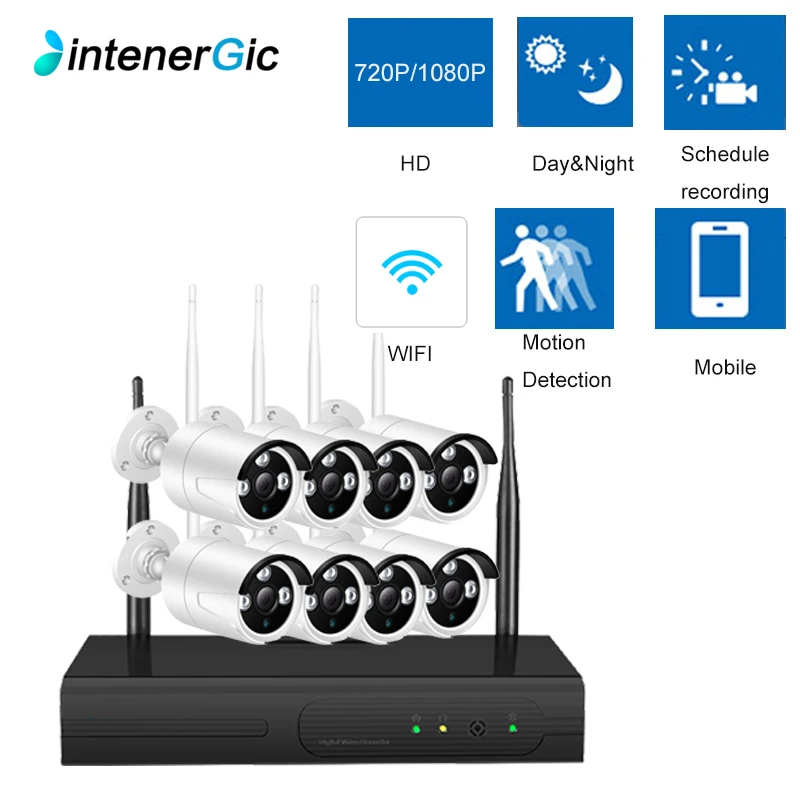 Intenergical CCTV камера системы Wifi 720 P/1080 P NVR комплект 8CH IP Аудио запись наружного ночного