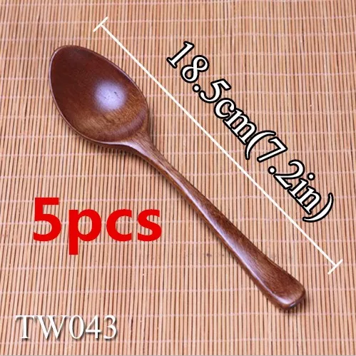 5 шт./лот, Экологичная деревянная ложка меда, кофе, чая, ложки для супа, деревянная кухонная посуда для детей, суп-ковш - Цвет: TW043 5pcs aset