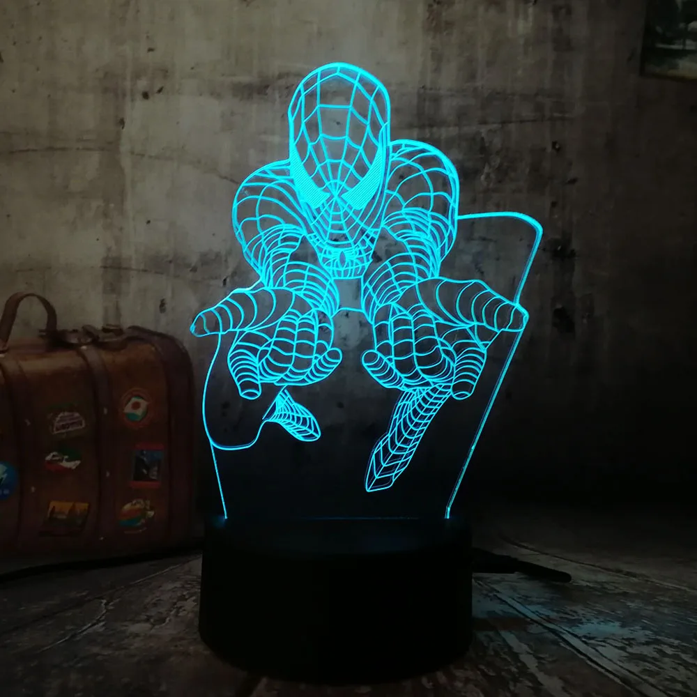 Комиксов Marvel мстители Человек паук и с несколькими Цвет 7 цветов 3D RGB светодиодный