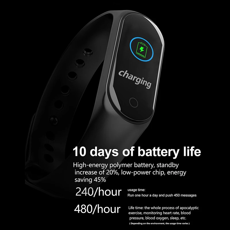 M4 Band Music Smart Watch Sports Bracelet Bluetooth 4.0 Waterproof 0.96" IPS Color Screen Soft TFU | Электроника