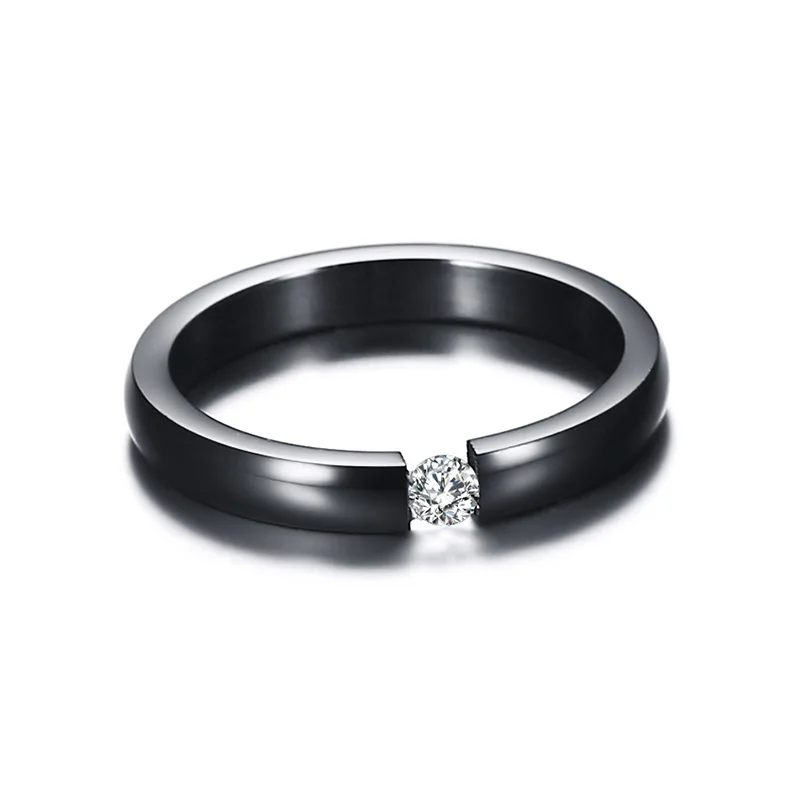 Женское кольцо из нержавеющей стали с фианитом 3 мм|wedding engagement ring|cubic zirconia ringengagement