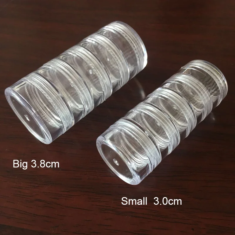

5 Layer Cylinder Transparent Empty Plastic Storage Boxes Rhinestone Bead Gems Case
