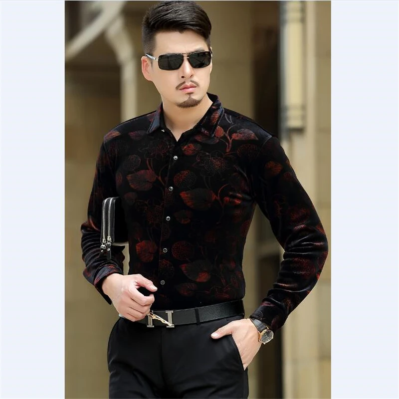 Рубашка с длинным рукавом и цветочным принтом Осень зима 2019|casual men shirt|fashion man shirtmen
