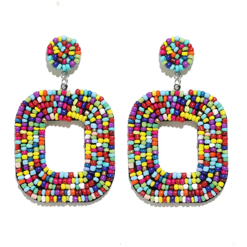 W74771 CWEEL INS Trendy Women Statement Earrings Boho Ethnic Colorful Dangle Drop Earrings Beads Tassel Fringe Party Wedding Jewelry - Окраска металла: W74771