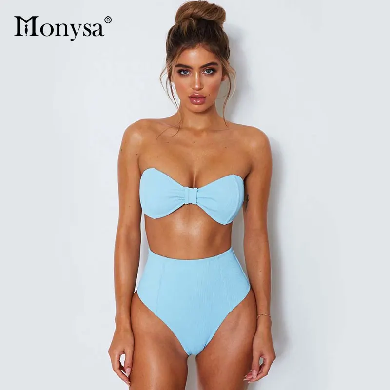 Monysa Push Up Бикини Купальники для малышек женщин Лето 2018 г. пляжная одежда полиэстер