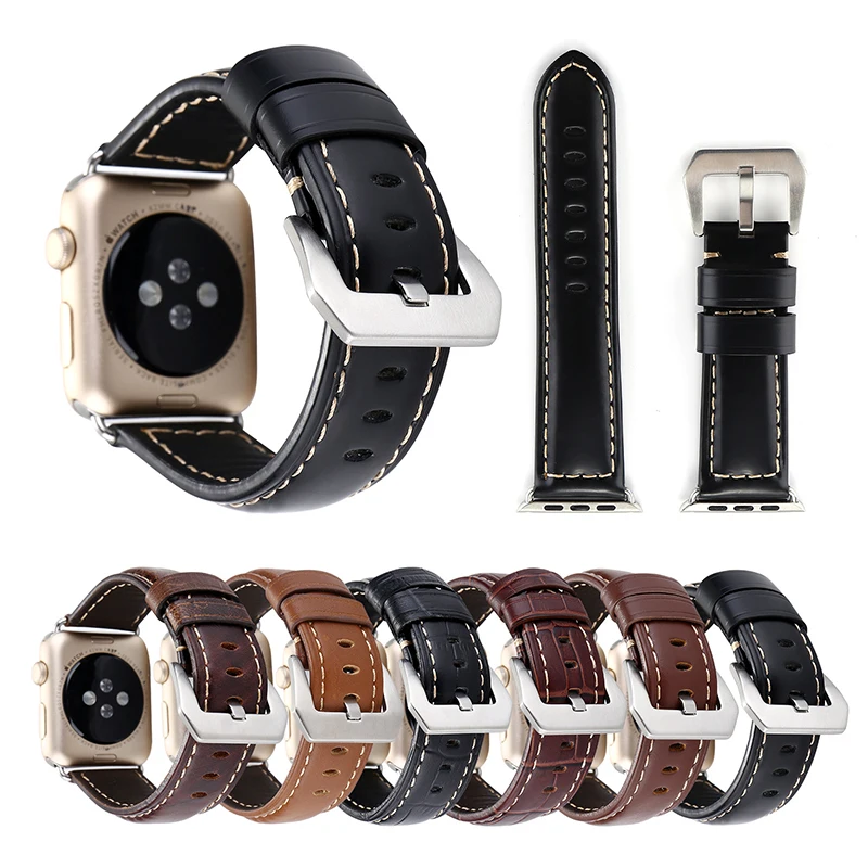 Ремешок для часов Apple Watch Series 4 38 42 мм браслет из натуральной кожи с большой пряжкой
