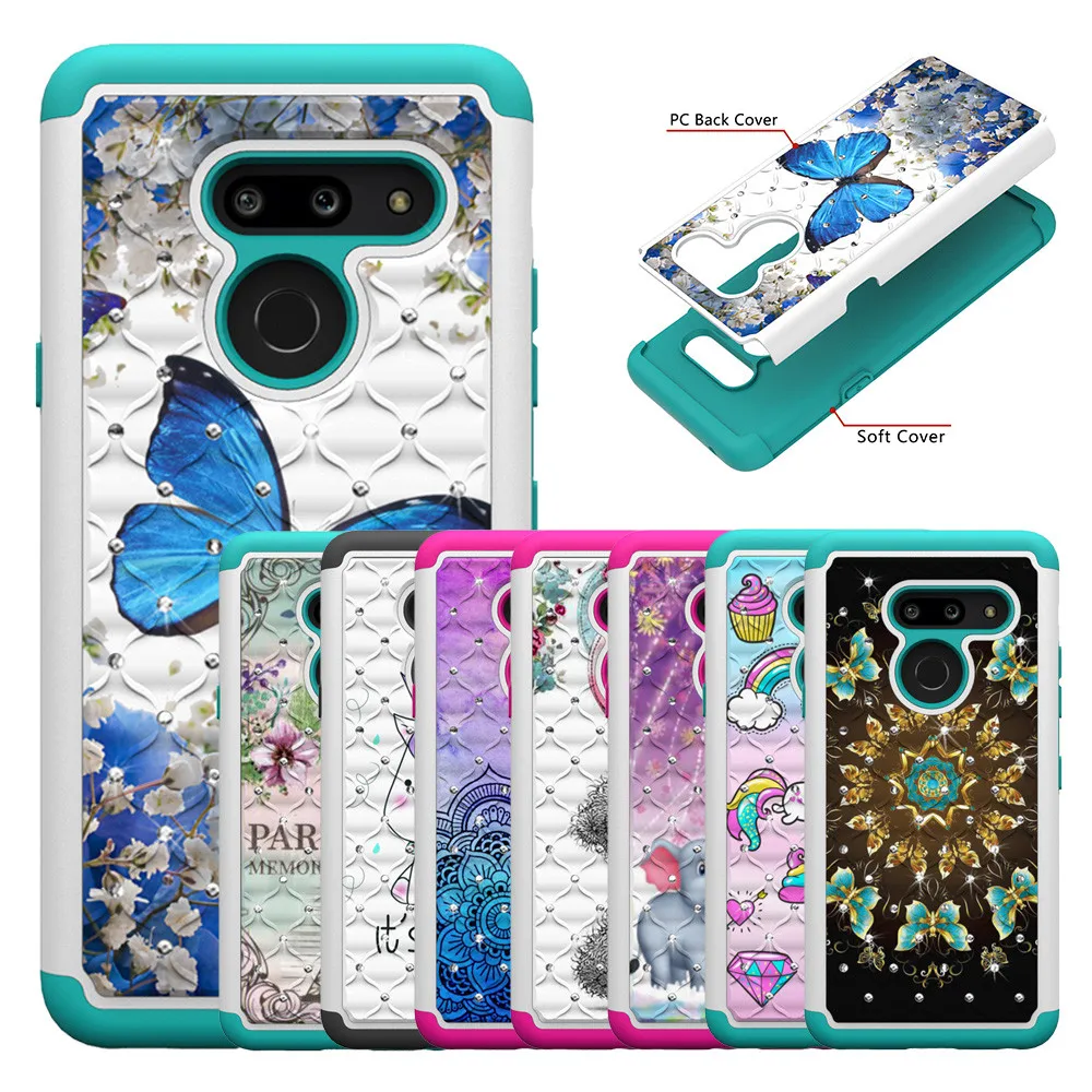 Для LG G8s G8 G7 V40 Thinq Q7 Plus K8 K10 2017 2018 Чехлы милый Единорог медведь горный хрусталь чехол