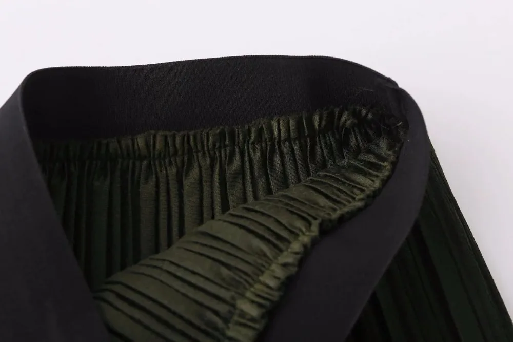 Новый Осень Зима Долго Плиссированные Юбки Женская Высокая Талия Мода Блестящий