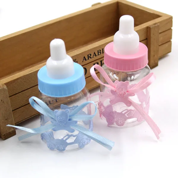 6 шт. 9*4 см Подарочная Детская Бутылочка для душа синяя и розовая крестины девочек
