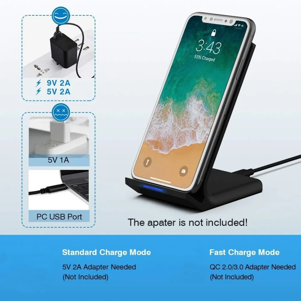 Беспроводное зарядное устройство FDGAO 10 Вт Qi для iPhone XS Max XR X 8 11 быстрая зарядка 3 0