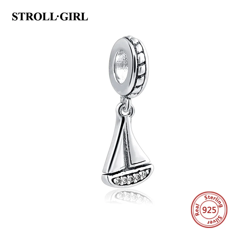 Strollgirl DIY дизайн браслет маленькая лодка и самолет 925 серебряные бусины pandora Fit Аутентичные Браслет Кулон Ювелирные изделия Новое