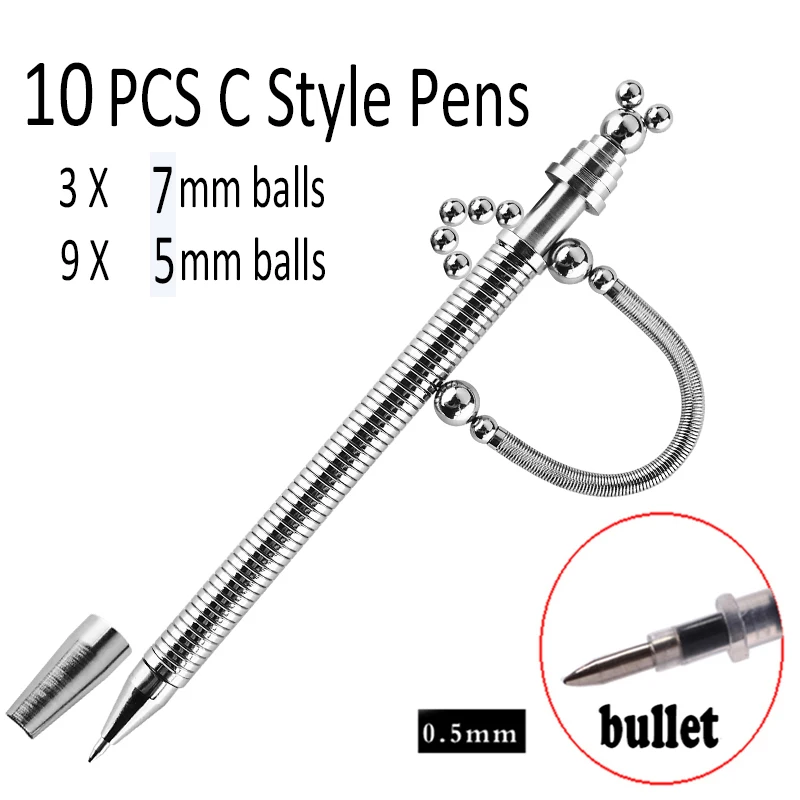 10 C pens 10 шт., шариковые ручки, магнитная волшебная ручка-антистресс, металлическая изогнутая вращающаяся, крутящаяся ручка, антистресс, многофункциональная Рождественская ручка - Цвет: 10 C pens