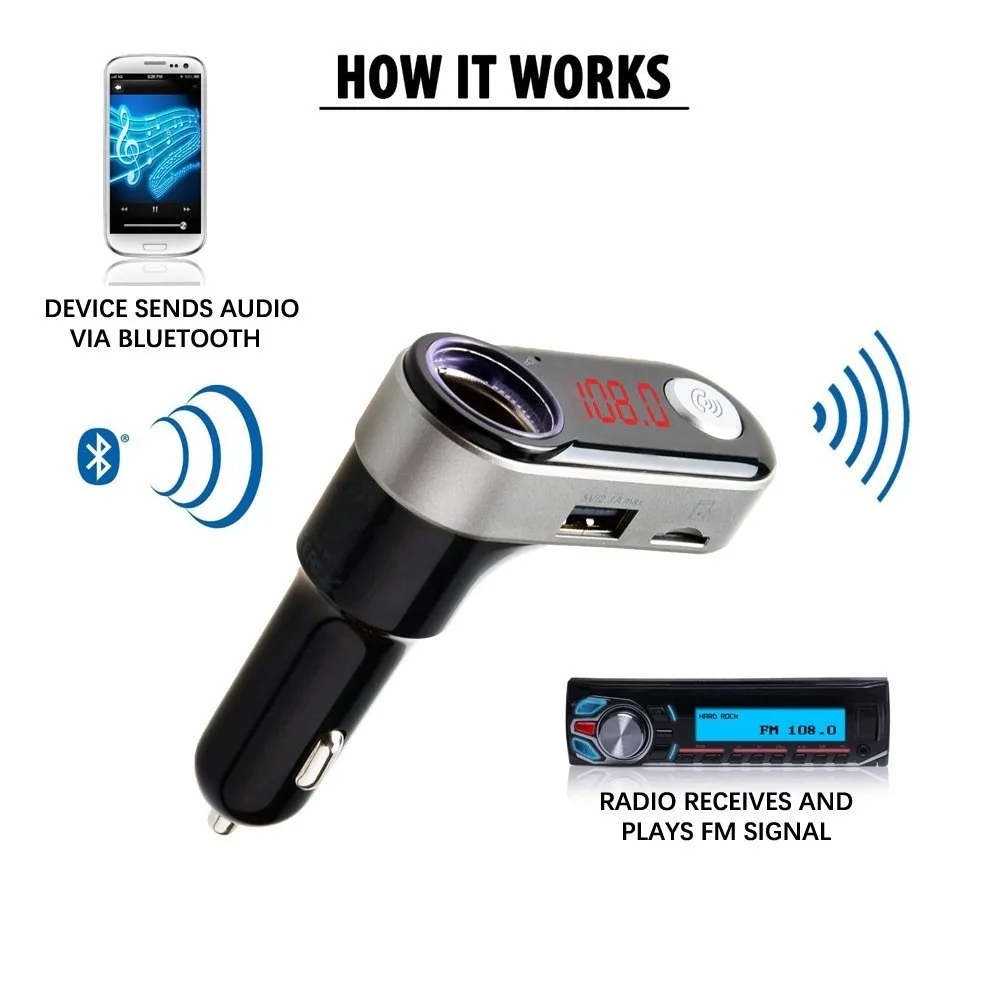Беспроводной автомобильный Bluetooth FM передатчик радиоадаптер комплект с зарядным