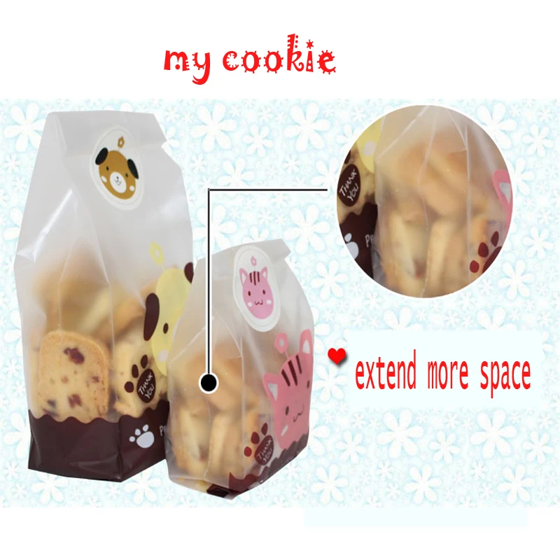 Новый дизайн милый пакет для печенья кошек и собак пластиковые пакеты конфет