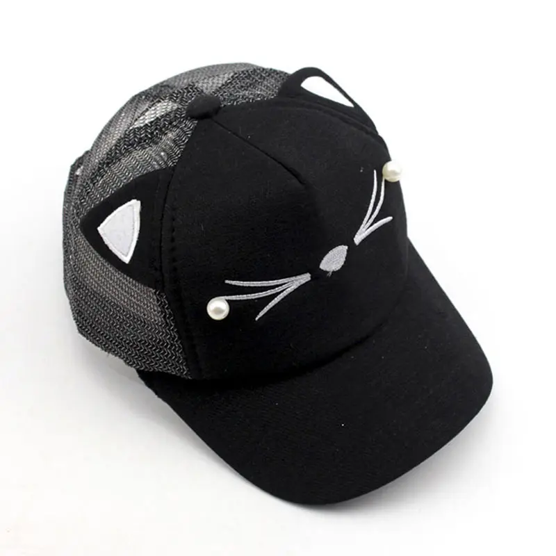 Настраиваемая Кепка с защелкой на спине милым котенком Детская сетчатая для