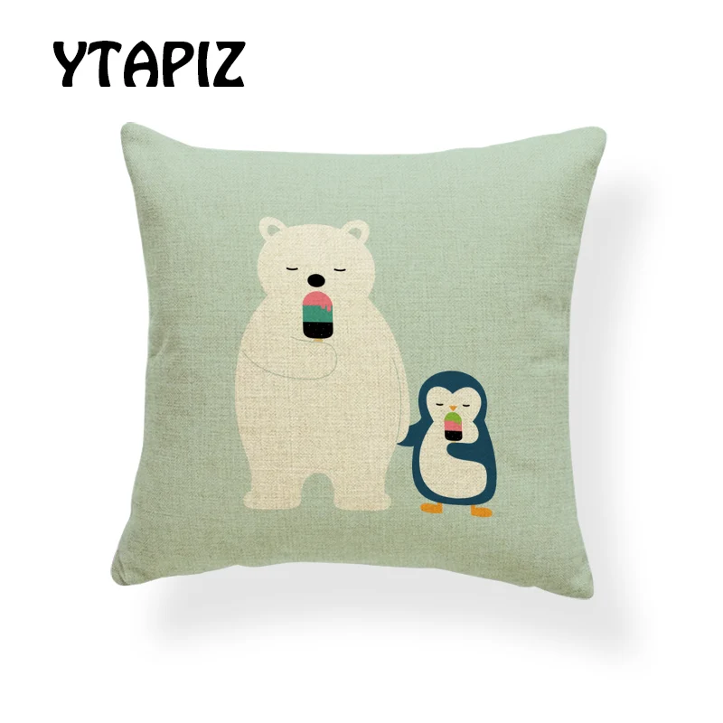 23 Цвет с животными из мультфильмов для подушки Чехол слон Кот Пингвин Единорог ленивый Улитка Ежик Лев украшение спальня диван наволочка - Цвет: 23