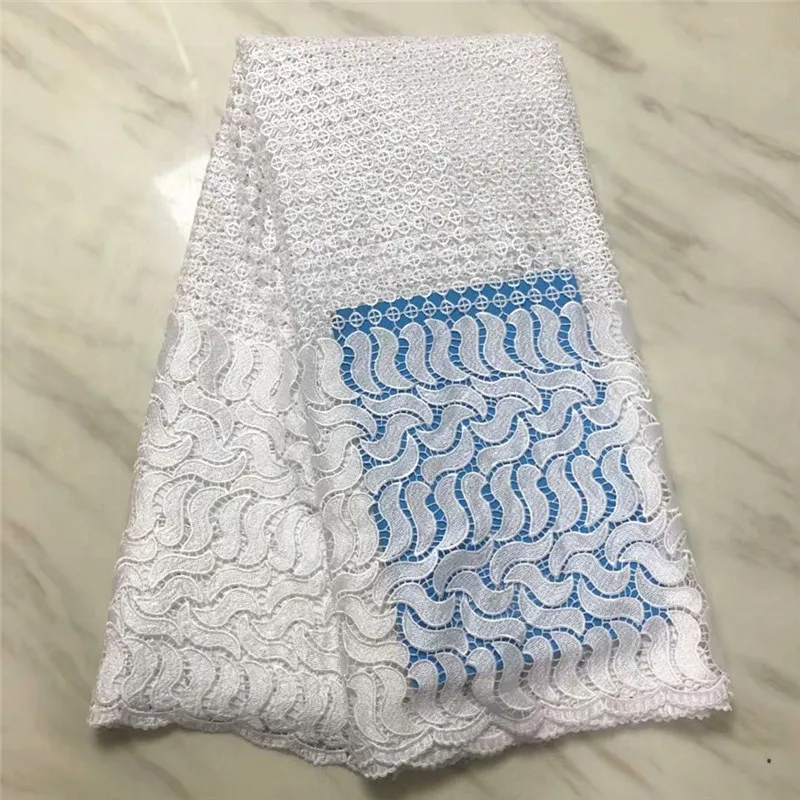 Красивая белая высококачественная нигерийская гипюровая кружевная ткань для