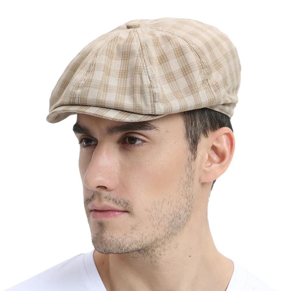 VOBOOM Summer Cotton Blend Newsboy Men Women Plaid Ivy Flat Cap Male Female Boina Berets Hats 103 | Аксессуары для одежды