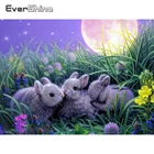 Алмазная 5D Вышивка Evershine, полноразмерная картина с кроликами, вышивка крестиком, Алмазная мозаика с изображением животных Стразы