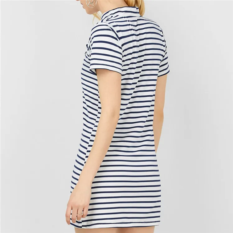 2017 летнее платье в полоску Для женщин темно синий и белый платья с короткими