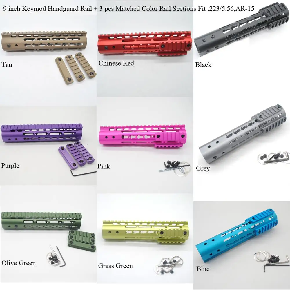 Aplus 9 ''Keymod Handguard Rail Free Float Mount System с 3 шт. подходящих цветов Пикатинни секции Fit