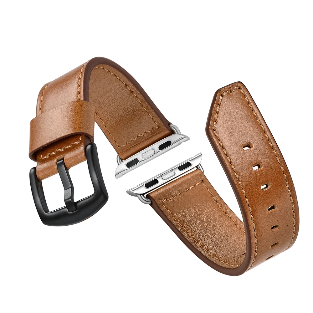 Simple Soft Leather Men's WatchBand For Apple Watch Band Series 4 3 2 1 38mm 40mm 42mm 44mm Black Brown Wrist Bracelet Strap | Наручные