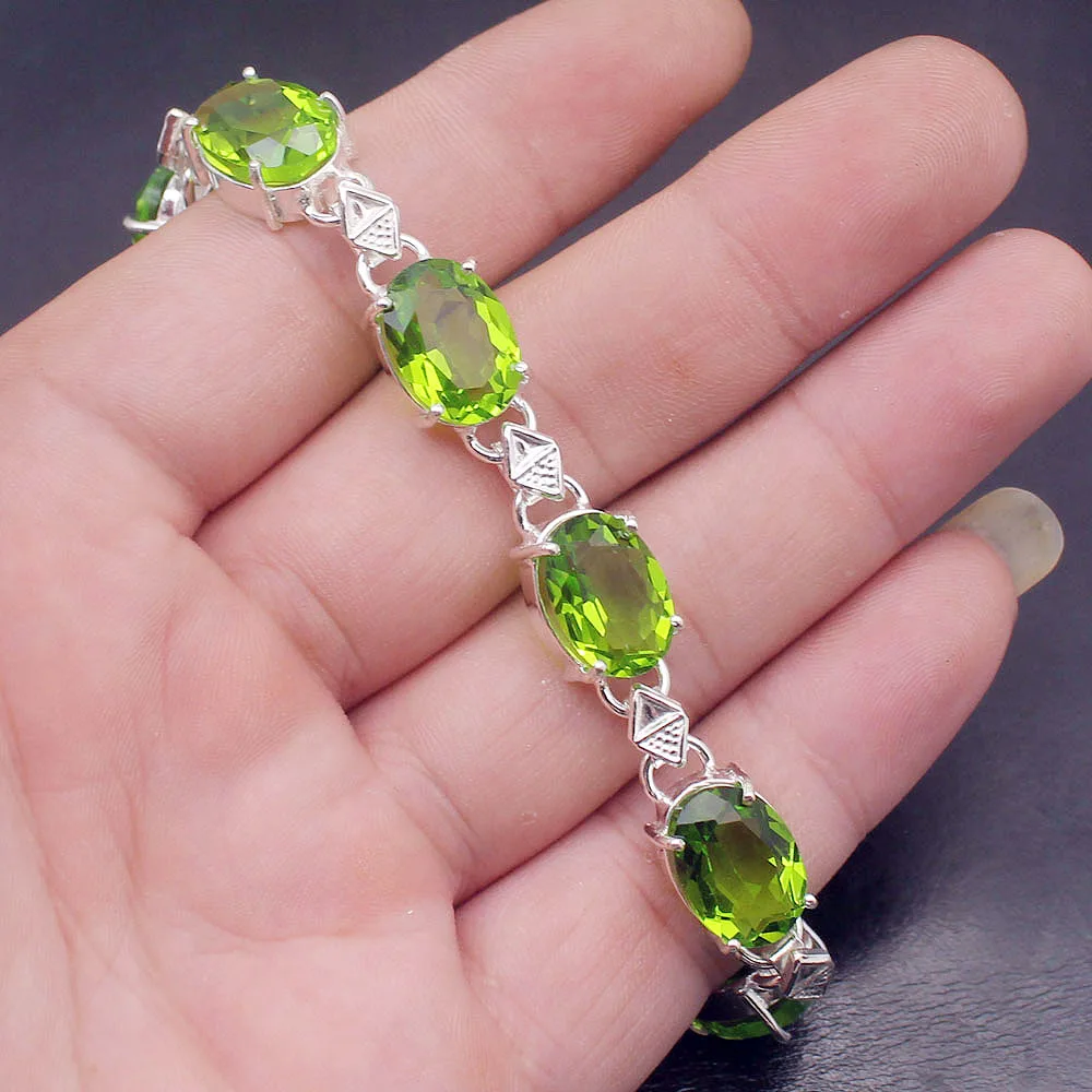 Уникальные блестящие натуральные зеленые Topaz925 стерлингового серебра красивые