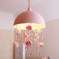 semi circular pendant lights pink countryside pastoral style ceramic rose flower stairs princess bedroom pendant lamp za fg468