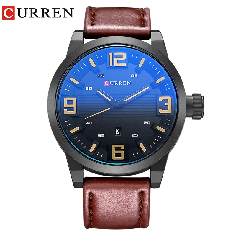 CURREN 8241 повседневные модные наручные часы с кожаным ремешком водонепроницаемые