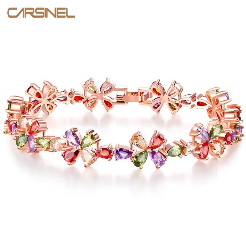 Модный разноцветный браслет CARSINEL с Моной Лизой в форме цветка из циркония