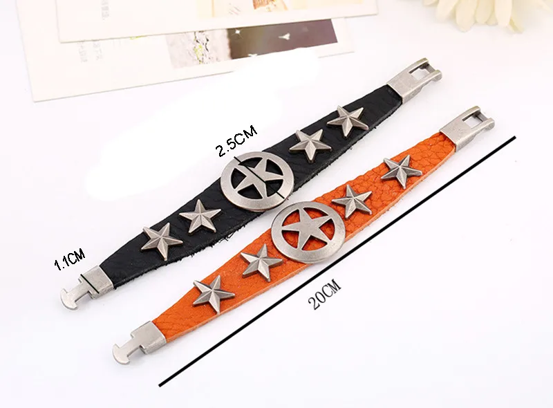 Fashion Punk Men Batch Buckle Leather Five-pointed Star Bracelets Bangles Bracelet Everyday Gifts For Male Female Jewelry |