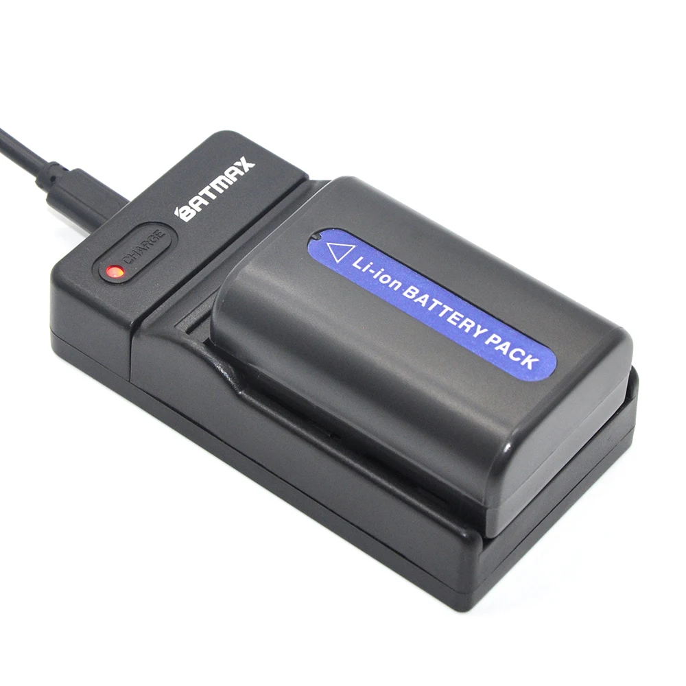2 шт. комплект аккумуляторов NP FM50 FM55H с зарядным устройством USB и светодиодным для