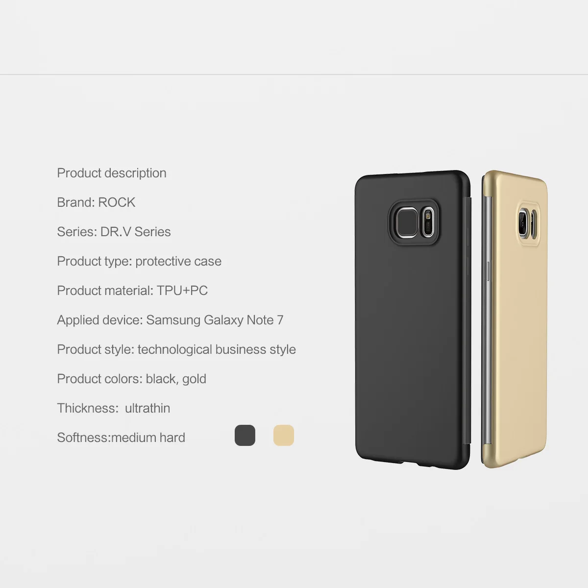 Чехол ROCK Dr. V для samsung Galaxy Note 7, роскошный умный флип-чехол с полным окном для samsung Note FE, TPU+ PC, чехлы для телефонов