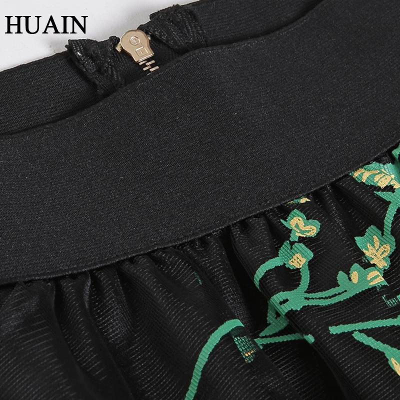 Сетка Для женщин юбка печати плиссированные юбки лето 2018 новый европейский Стиль