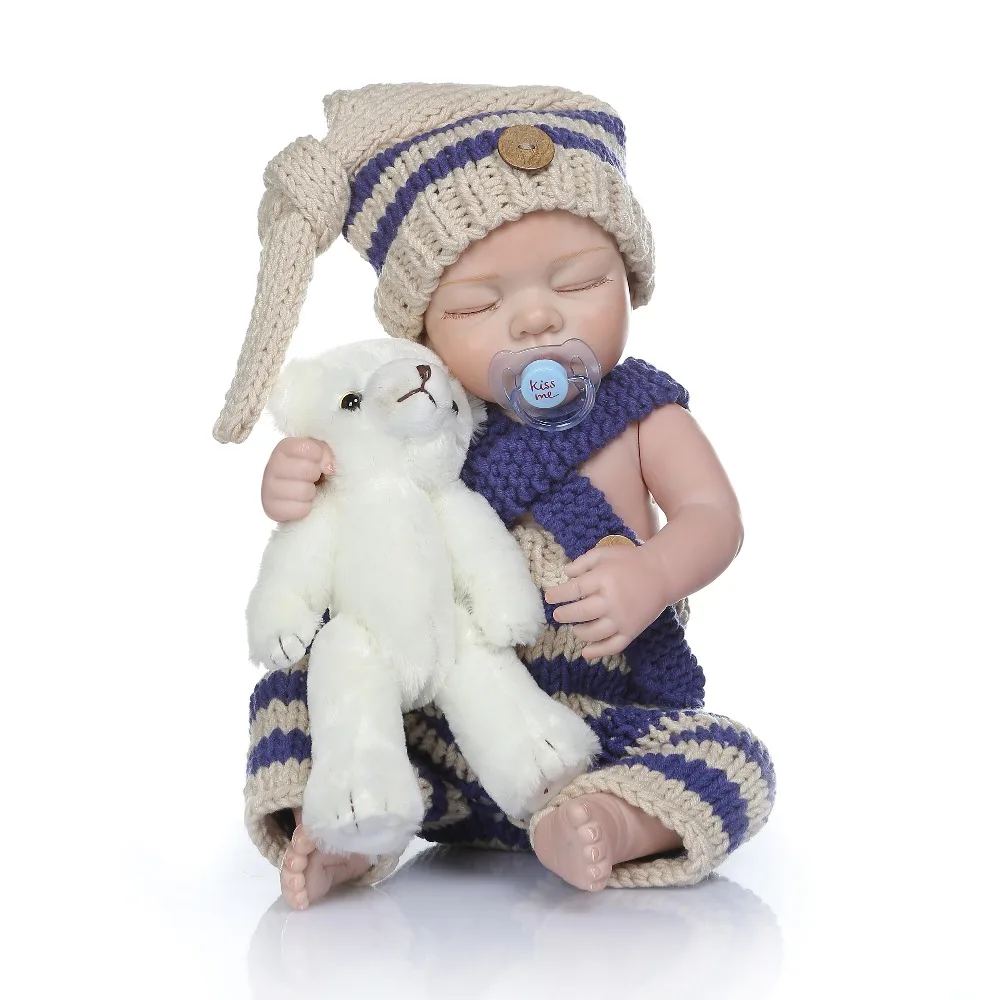 

Lovely Sleeping baby doll Silicone Vinyl Reborn Doll Bebe Toy For Girl or boy gift Bonecas 48cm realista Newborn Babies DIY Toys