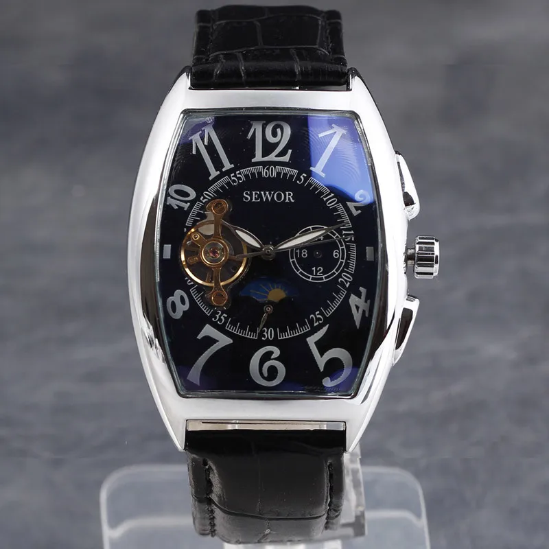 Бренд SEWOR Tourbillon дизайн Moon Phase автоматические самокручивающиеся механические