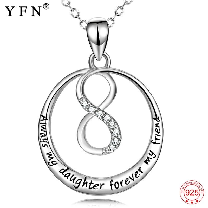 

Genuine 925 Sterling Silver Pendants Necklaces Always My Daughter Forever My Friend Fsahion Jewelry Necklace For Sister PYX0208