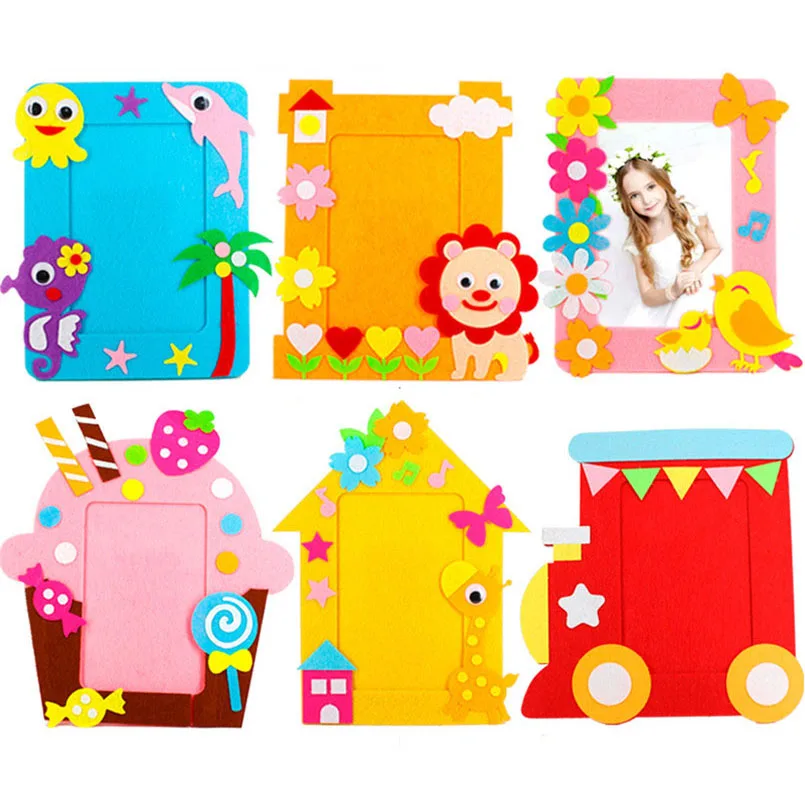 DIY Photo Frame Colorful Cartoon Non-woven Fabric Crafts Art Toy for Baby Kindergarten Home Decoration Handmade Toys Kids Gift