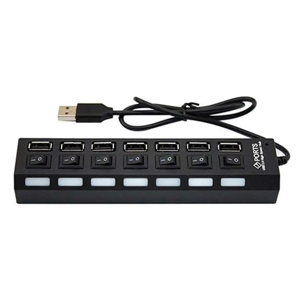 

7-Port USB 2.0 Multi Charger Hub+High Speed Adapter ON/OFF Switch Laptop PC Power Charging Port USB Hub New