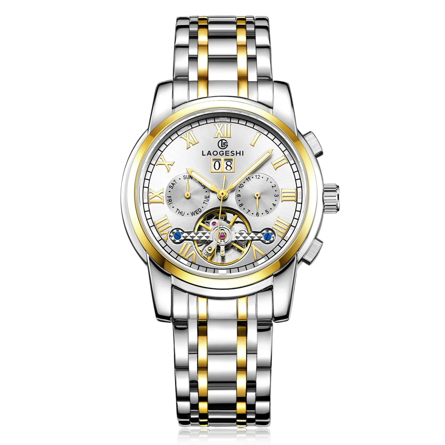 Top Brand Luxury Mens Tourbillon Automatic Mechanical Watch Stainless Steel Auto Date Gold Waterproof Male Wristwatch Relojes | Наручные