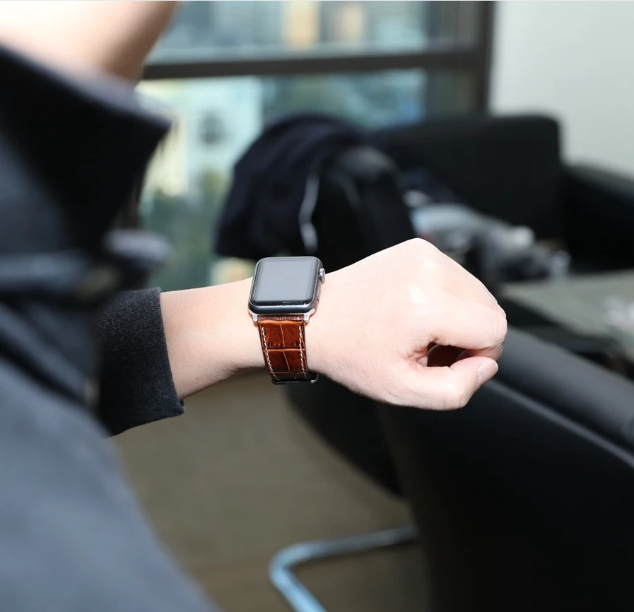Ремешок CHIMAERA для Apple Watch 42 мм 44 кожаный черный коричневый браслет Iwatch watch Series 1 2Series 3