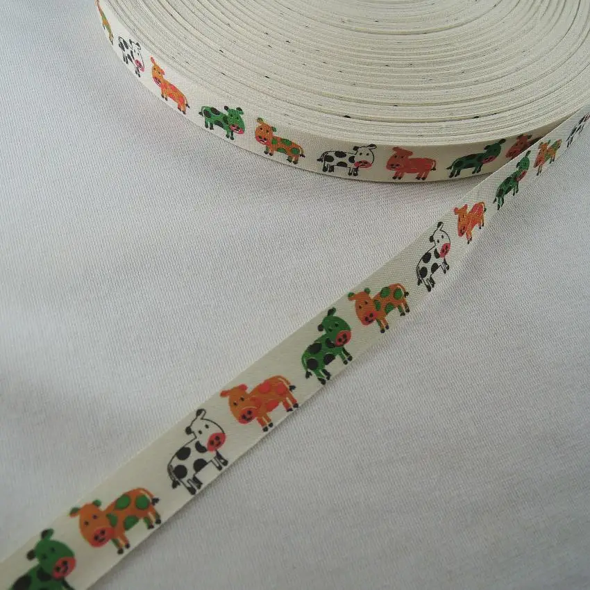 Лента из 5/8 хлопка с принтом коров 15 мм 100% дюйма|garment accessories|ribbon diyfabric ribbon |