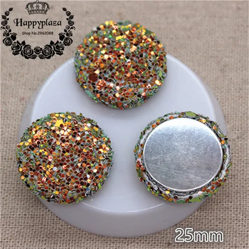 grey golden 10pcs 10 шт 25 мм блестки, покрытая тканью, круглая пуговица для дома и сада, плоская задняя часть, кабошон, рукоделие, скрапбукинг, сделай сам - Цвет: grey golden 10pcs