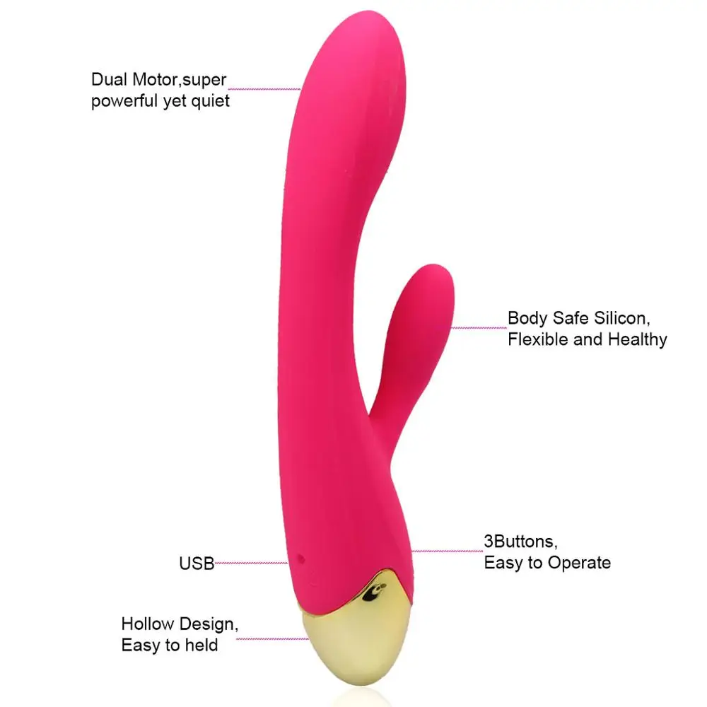 G Spot Дилдо кролик вибратор для женщин двойная вибрация водонепроницаемый