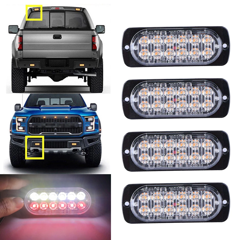 4x 12LED мигающий стробоскоп для восстановления автомобиля аварийный свет гриль