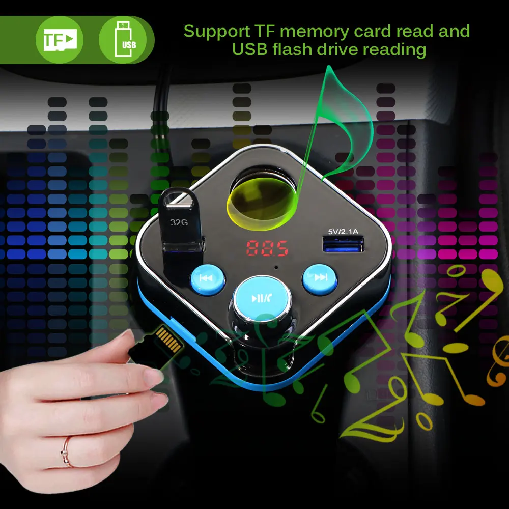 Автомобильный Bluetooth прикуриватель 2 порта USB|car kit fm transmitter|transmitter mp3fm transmitter mp3 |