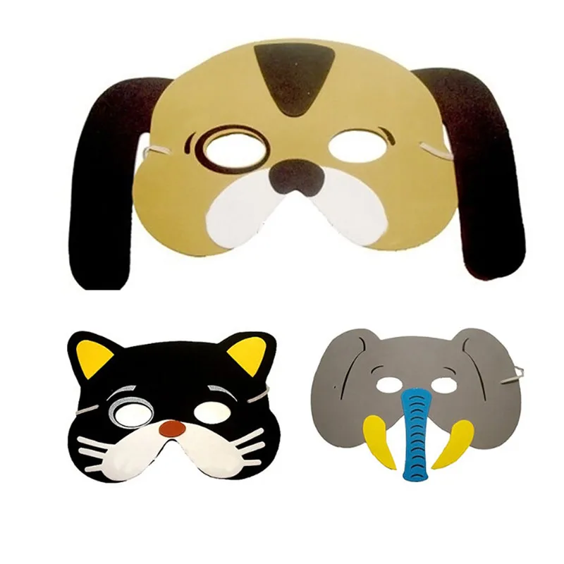 

12Pcs Kids Cosplay Christmas Animal Head Masks Zoo Party Dress Costume Prop Toys