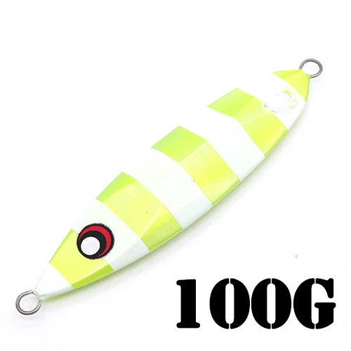 B 100g Casfun медленный шаг медленное падение джиг 60 г 80 г 100 г 150 г металлический джиг приманки светящаяся лента японская лазерная бумага соленая вода тунца приманки - Цвет: B 100g