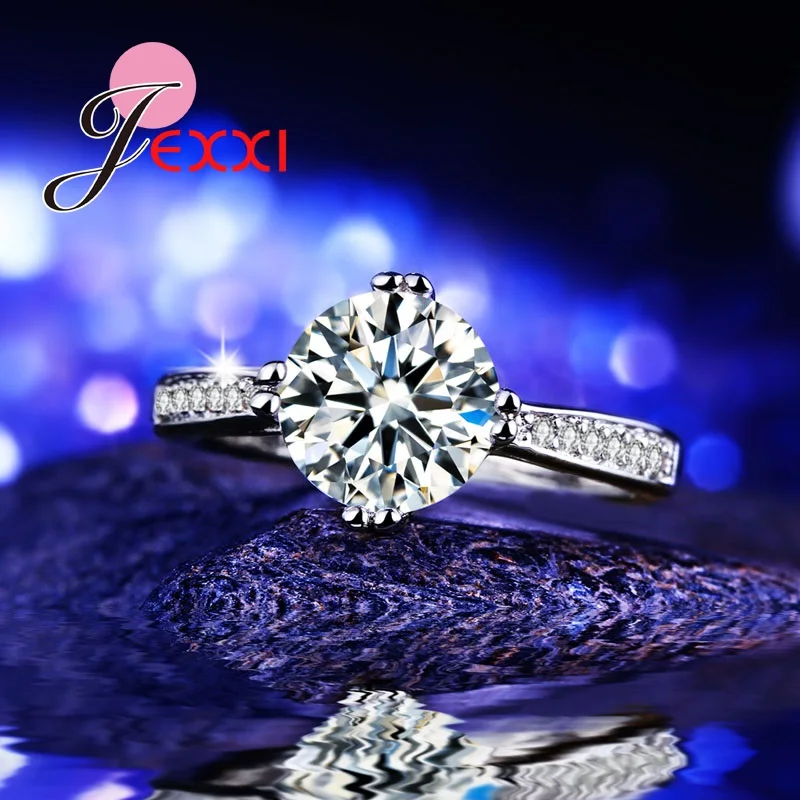 

Classic Ring Women Best Gift For Engagement Wedding Rings Silver White Clear CZ Crystal Anel Feminino