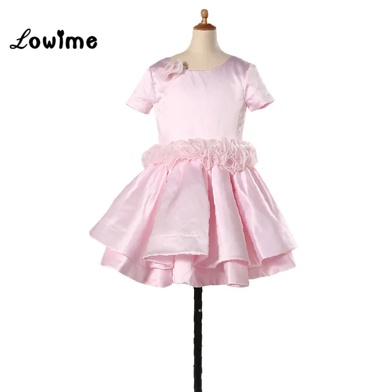 Розовые Красивые платья для девочек с цветами многоярусные первого причастия